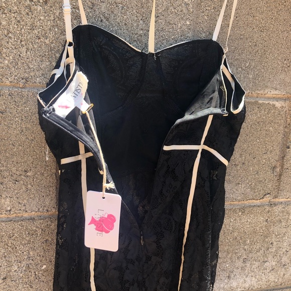 NWT LATISTE Sexy Black Lace Slip+ Undies Dress SZS - Picture 12 of 15